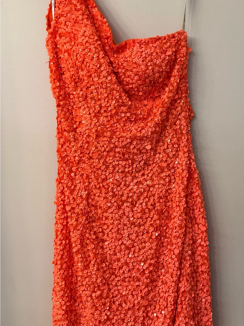 Sherri Hill Orange Sequin One-Shoulder Dress